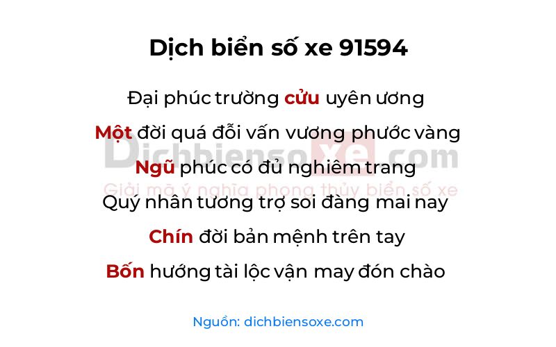 Dịch thơ biển số 91594