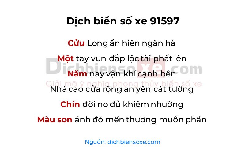 Dịch thơ biển số 91597