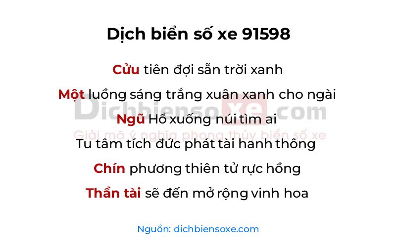 Dịch thơ biển số 91598
