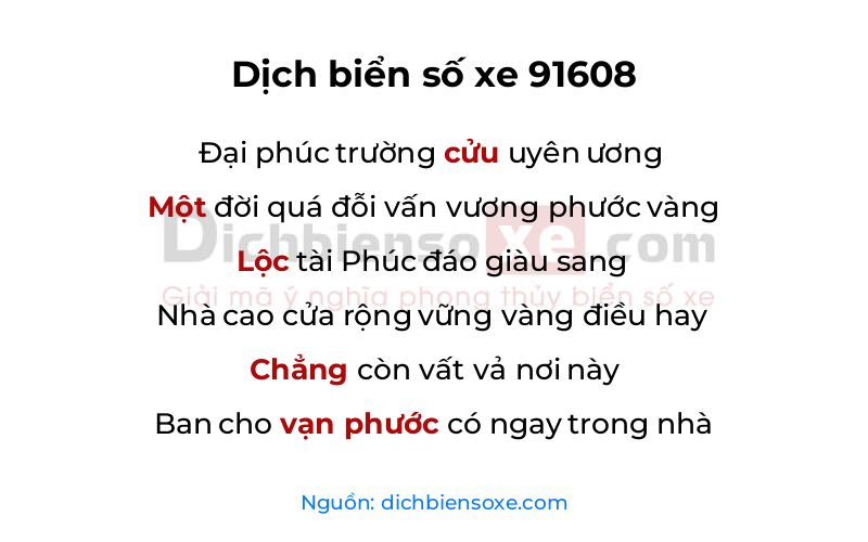 Dịch thơ biển số 91608