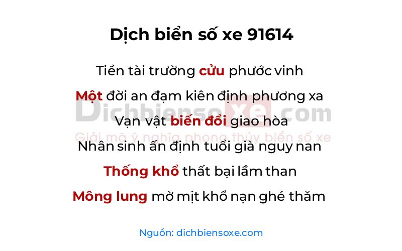 Dịch thơ biển số 91614