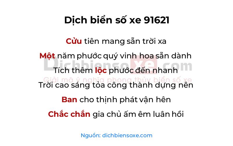 Dịch thơ biển số 91621