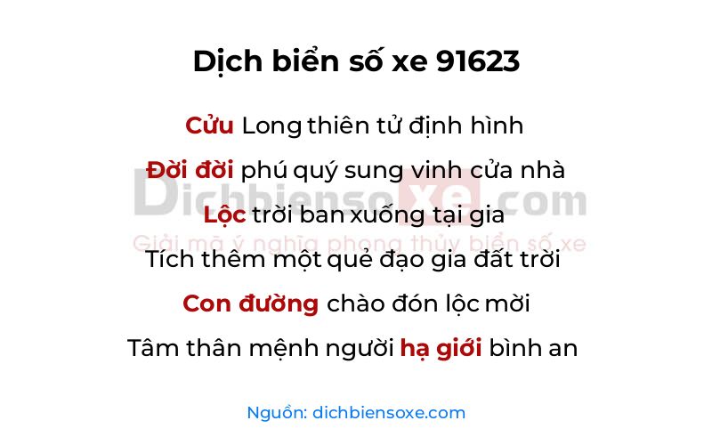Dịch thơ biển số 91623