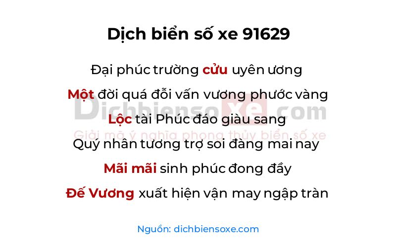 Dịch thơ biển số 91629