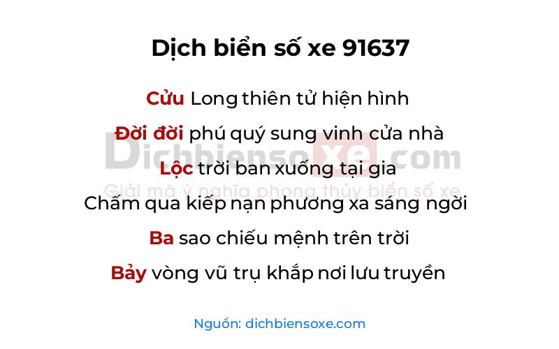 Dịch thơ biển số 91637