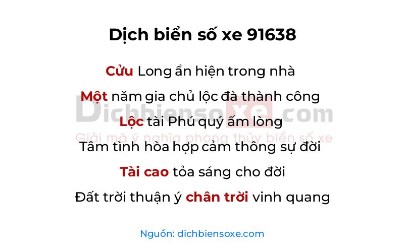 Dịch thơ biển số 91638