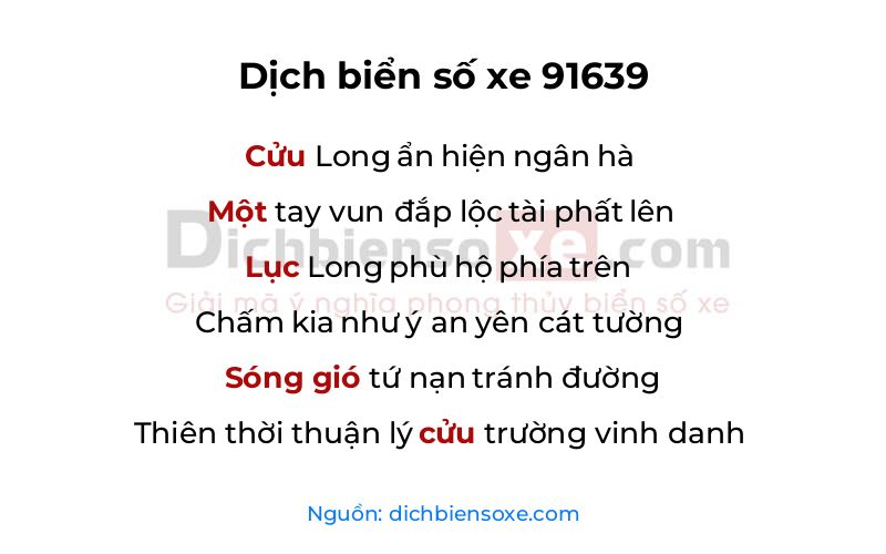 Dịch thơ biển số 91639