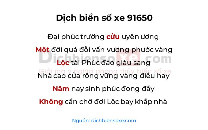 Dịch thơ biển số 91650