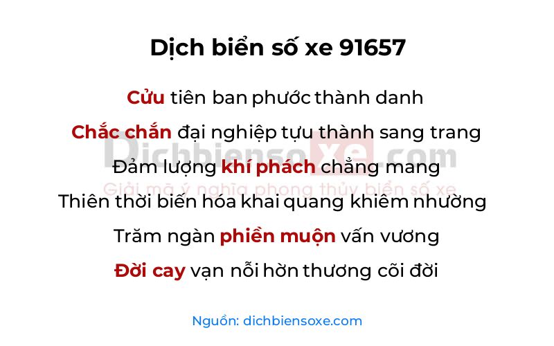 Dịch thơ biển số 91657