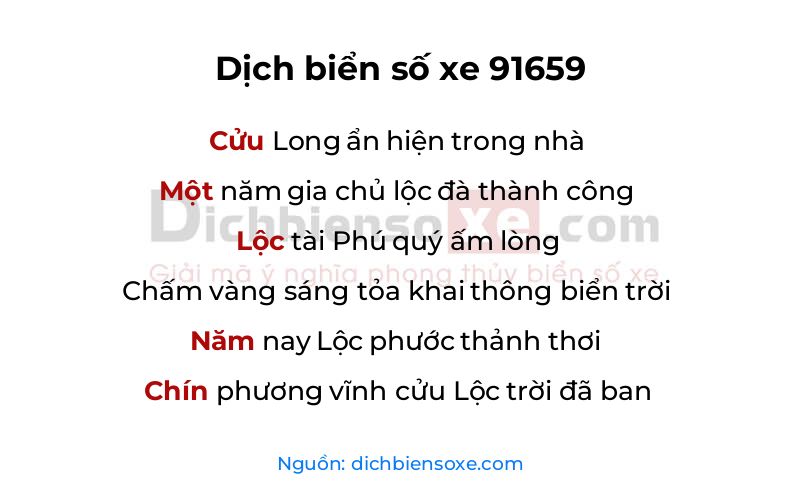 Dịch thơ biển số 91659