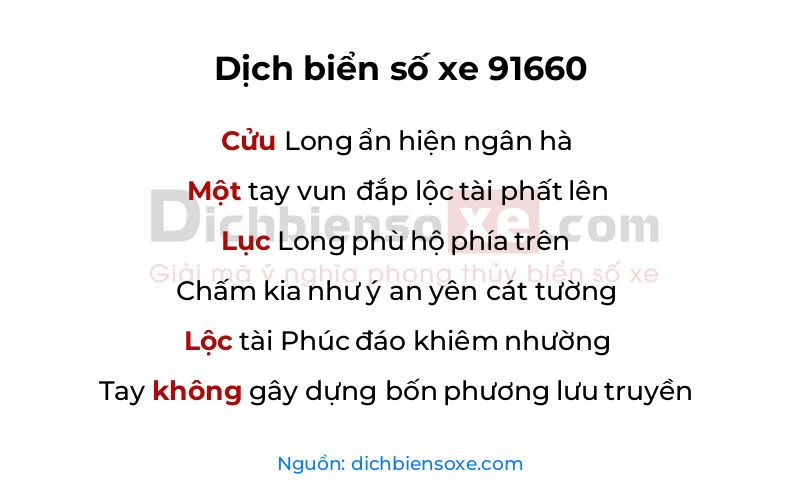 Dịch thơ biển số 91660