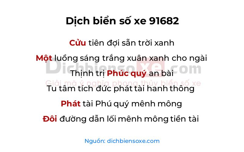 Dịch thơ biển số 91682