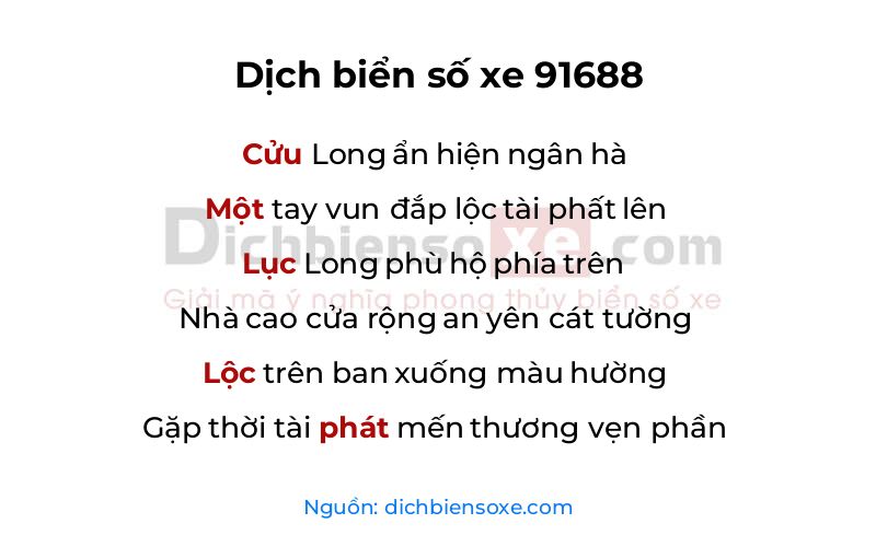 Dịch thơ biển số 91688