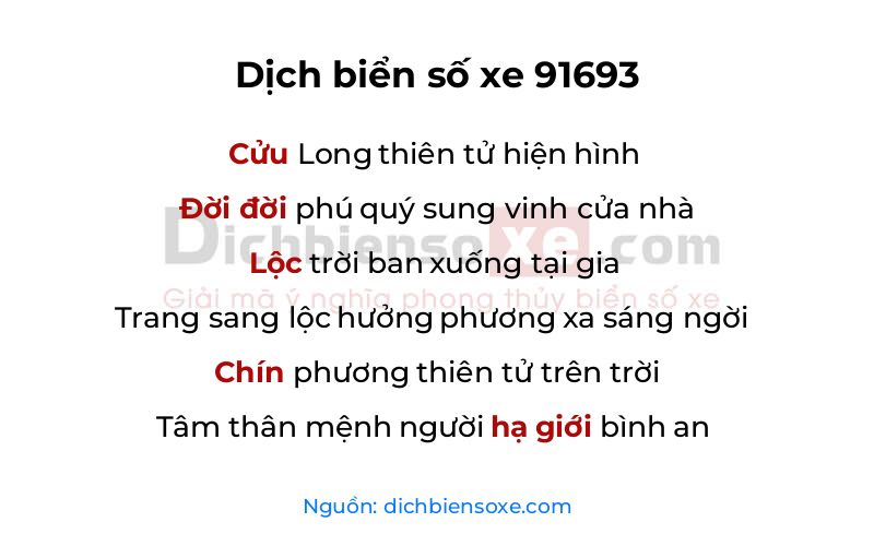 Dịch thơ biển số 91693