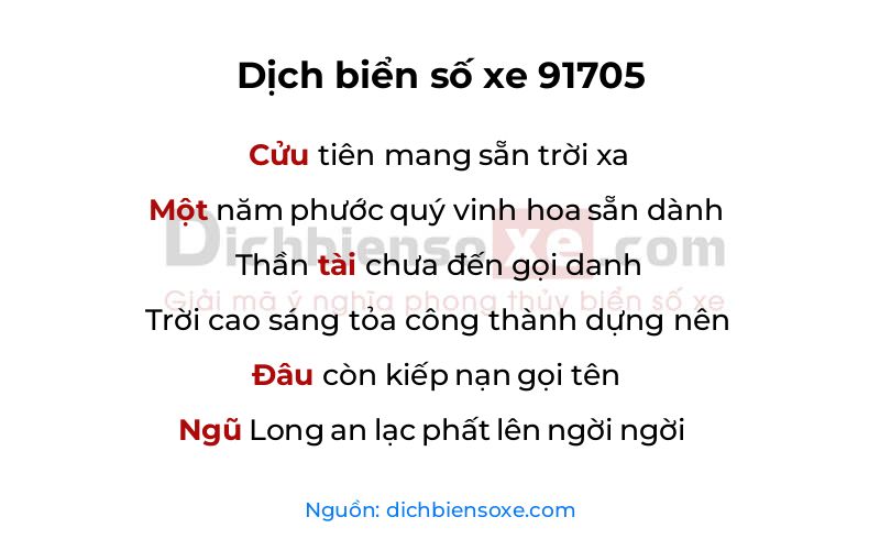 Dịch thơ biển số 91705