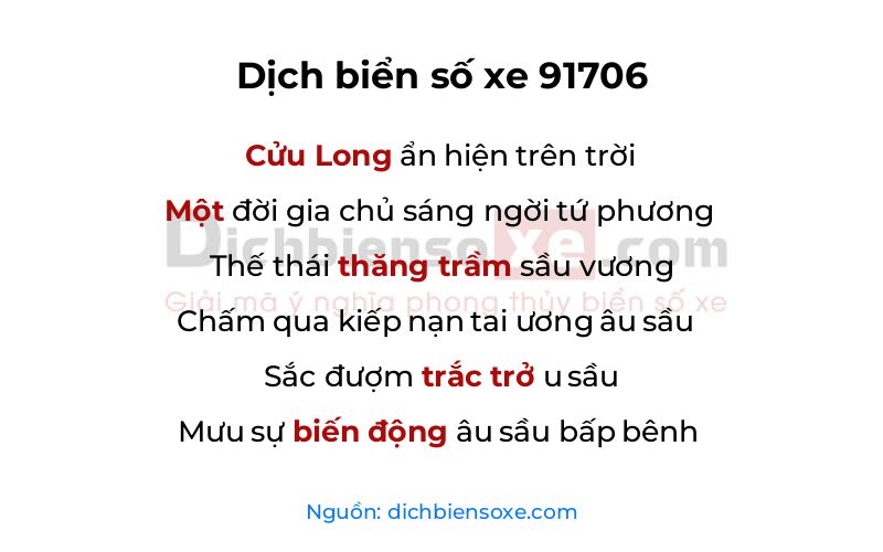 Dịch thơ biển số 91706