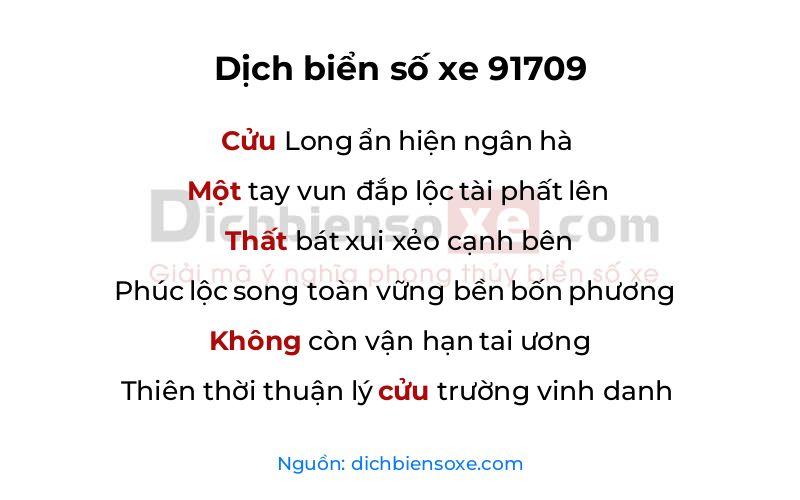 Dịch thơ biển số 91709