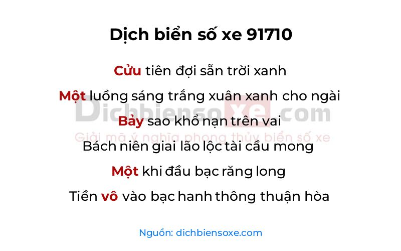 Dịch thơ biển số 91710