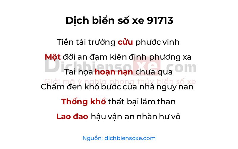Dịch thơ biển số 91713