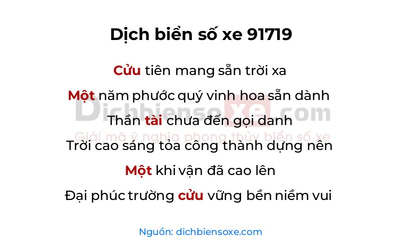 Dịch thơ biển số 91719