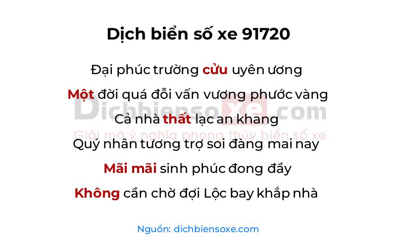 Dịch thơ biển số 91720