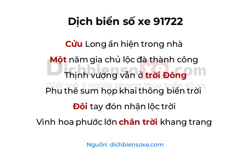 Dịch thơ biển số 91722