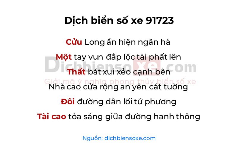 Dịch thơ biển số 91723