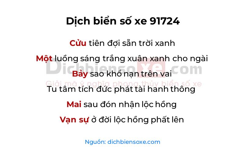Dịch thơ biển số 91724