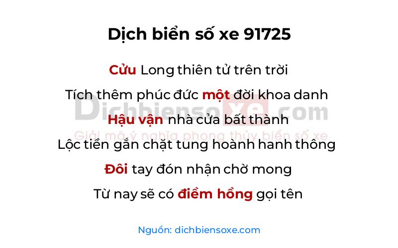 Dịch thơ biển số 91725