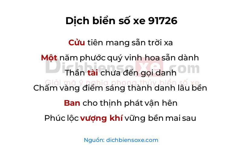 Dịch thơ biển số 91726