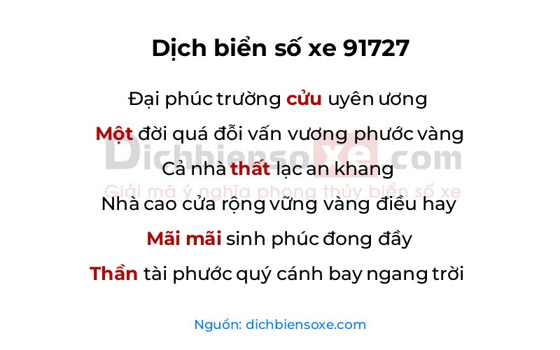 Dịch thơ biển số 91727