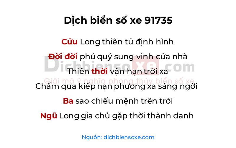 Dịch thơ biển số 91735