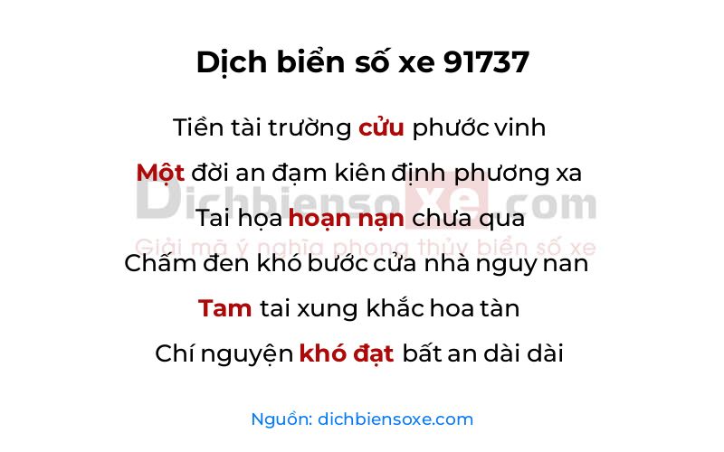 Dịch thơ biển số 91737
