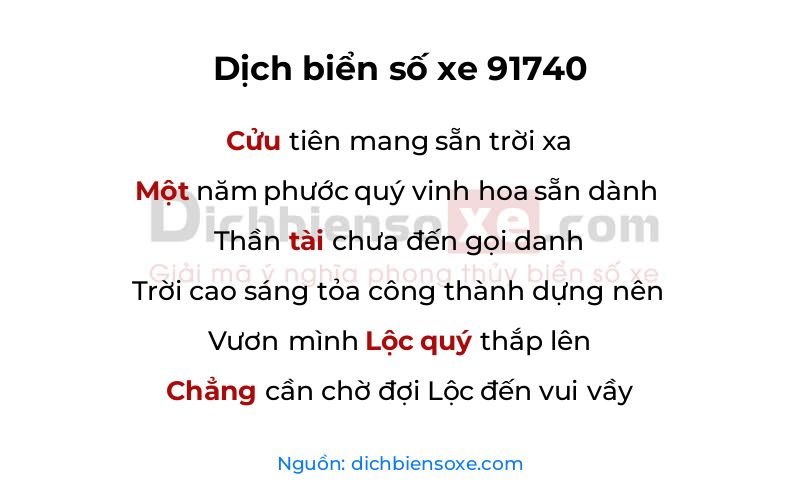 Dịch thơ biển số 91740