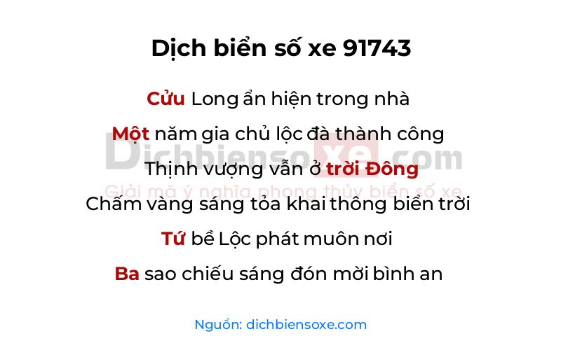 Dịch thơ biển số 91743