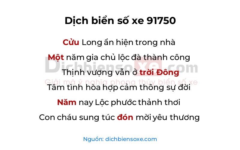 Dịch thơ biển số 91750
