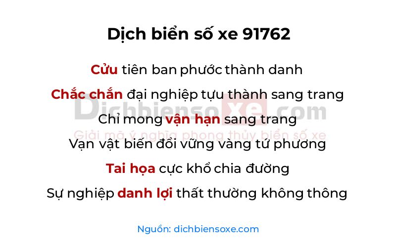 Dịch thơ biển số 91762