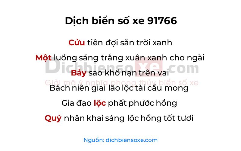 Dịch thơ biển số 91766