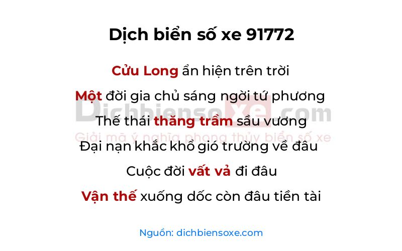 Dịch thơ biển số 91772