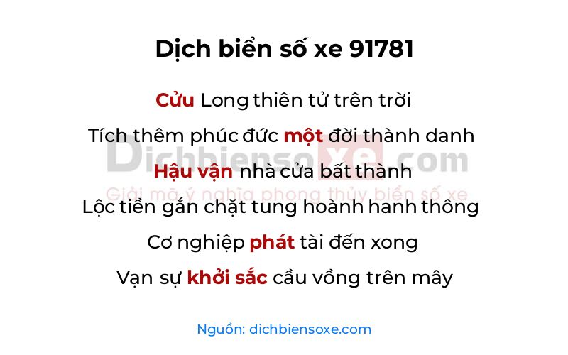 Dịch thơ biển số 91781