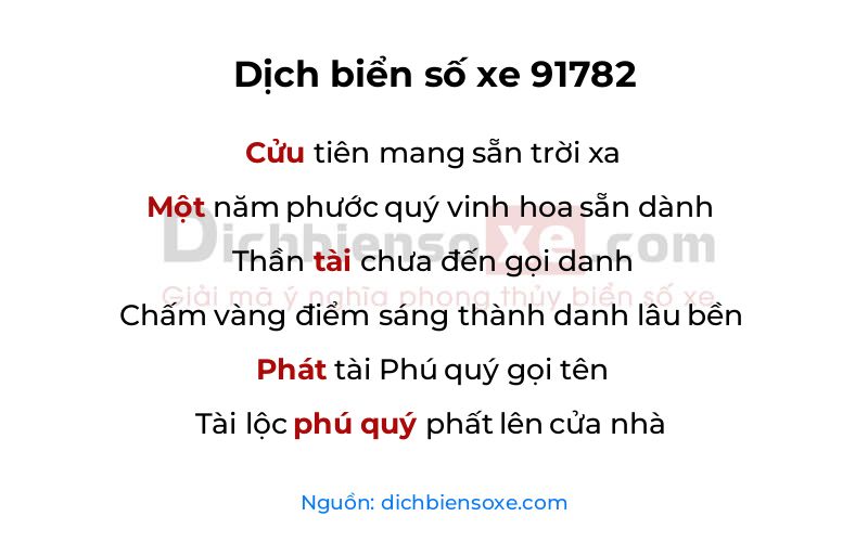 Dịch thơ biển số 91782