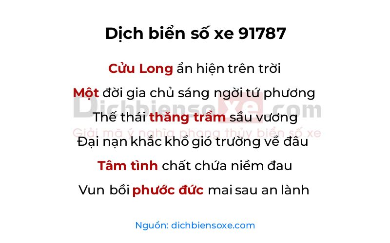 Dịch thơ biển số 91787