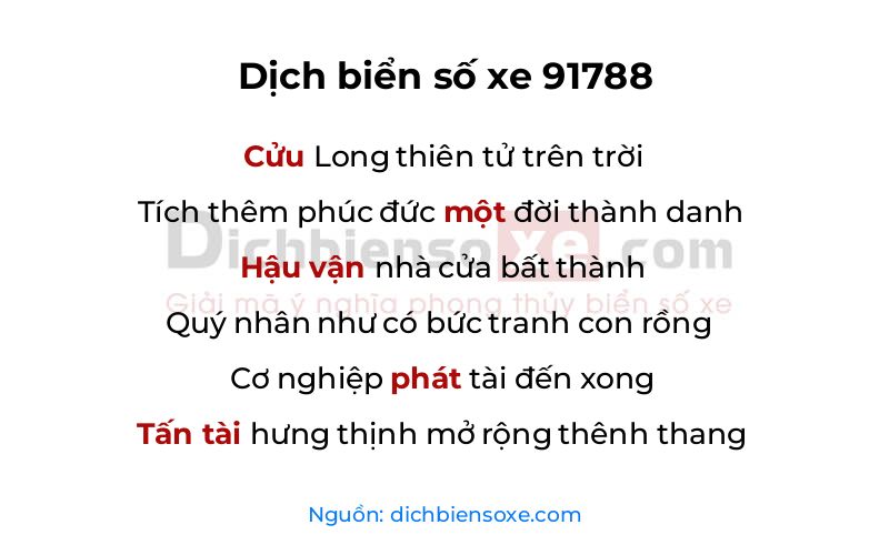 Dịch thơ biển số 91788