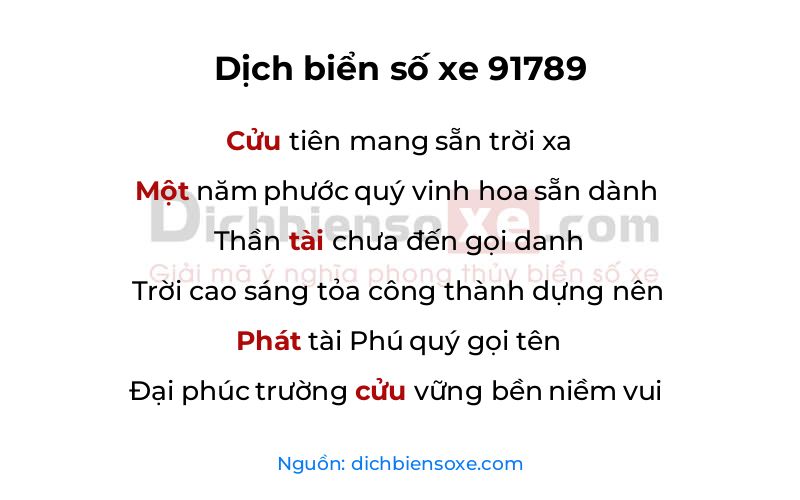 Dịch thơ biển số 91789