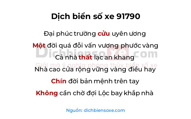 Dịch thơ biển số 91790