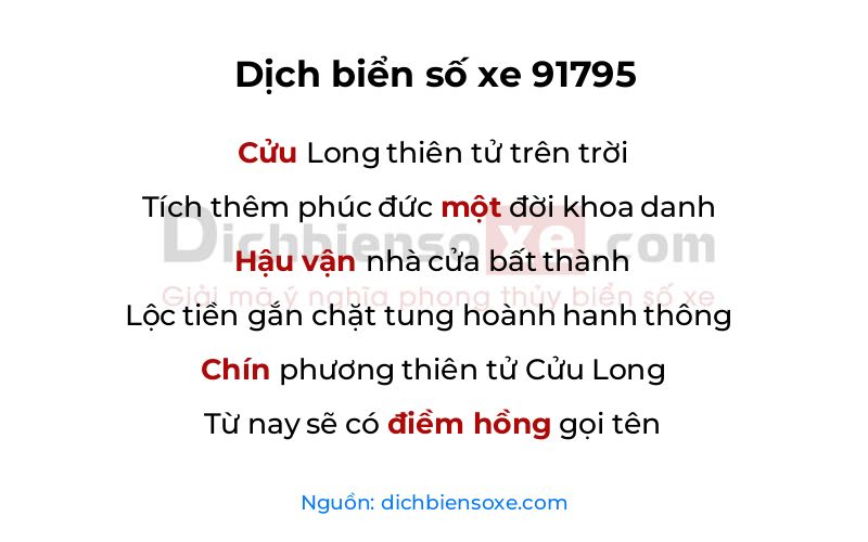 Dịch thơ biển số 91795
