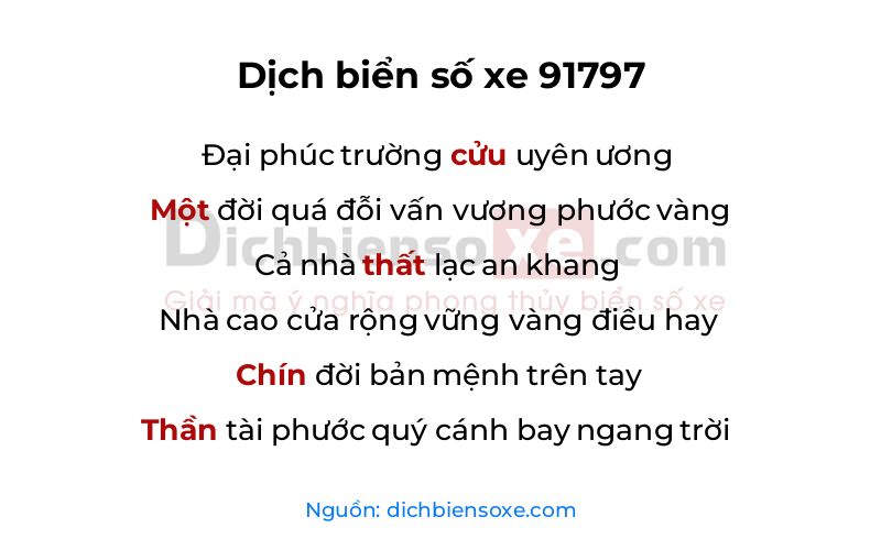 Dịch thơ biển số 91797