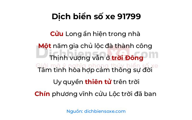 Dịch thơ biển số 91799
