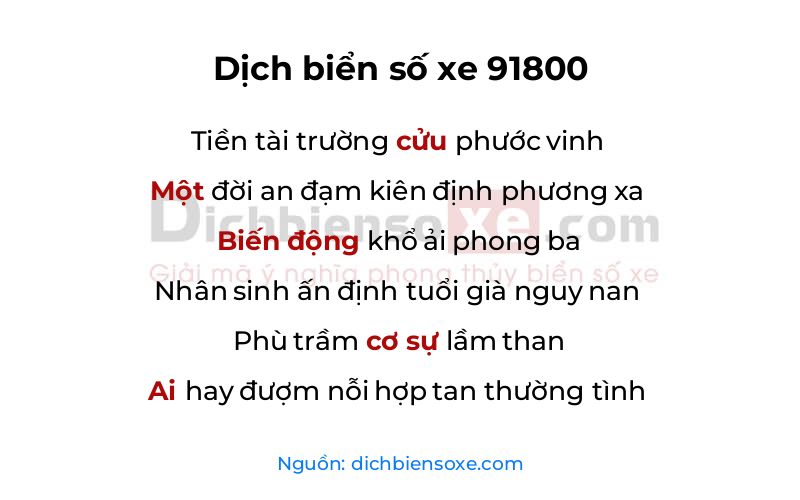 Dịch thơ biển số 91800