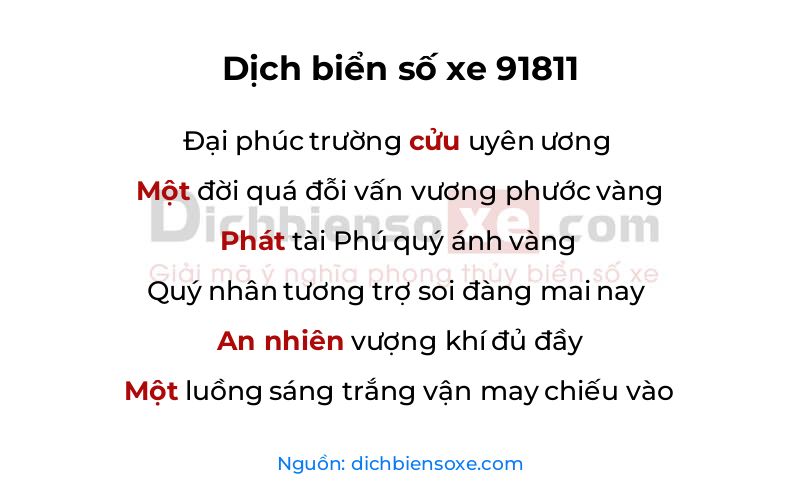 Dịch thơ biển số 91811